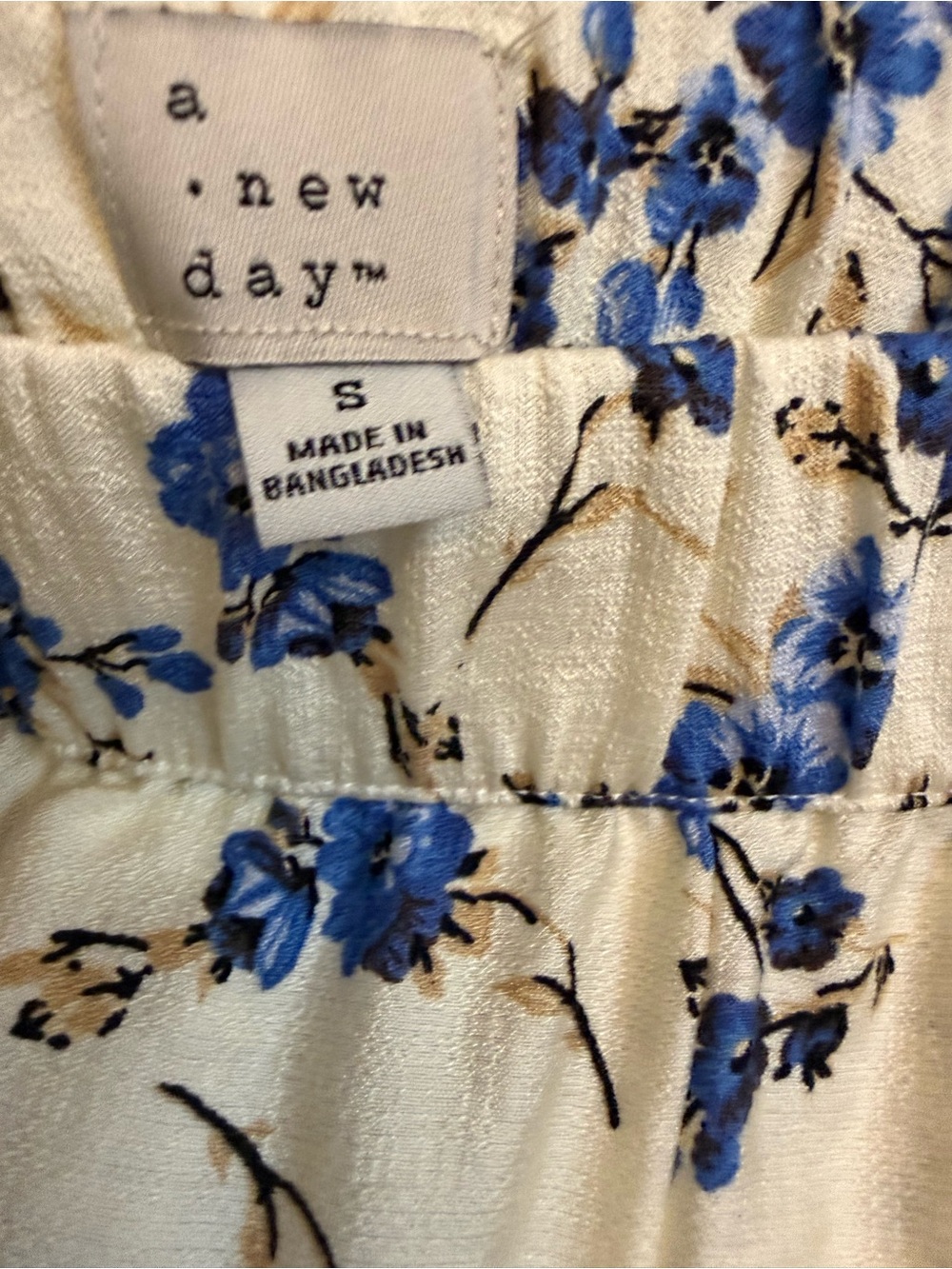 A New Day Cream Blue Floral High-Rise Wide-Leg Pants | Size Small - Picture 5 of 6